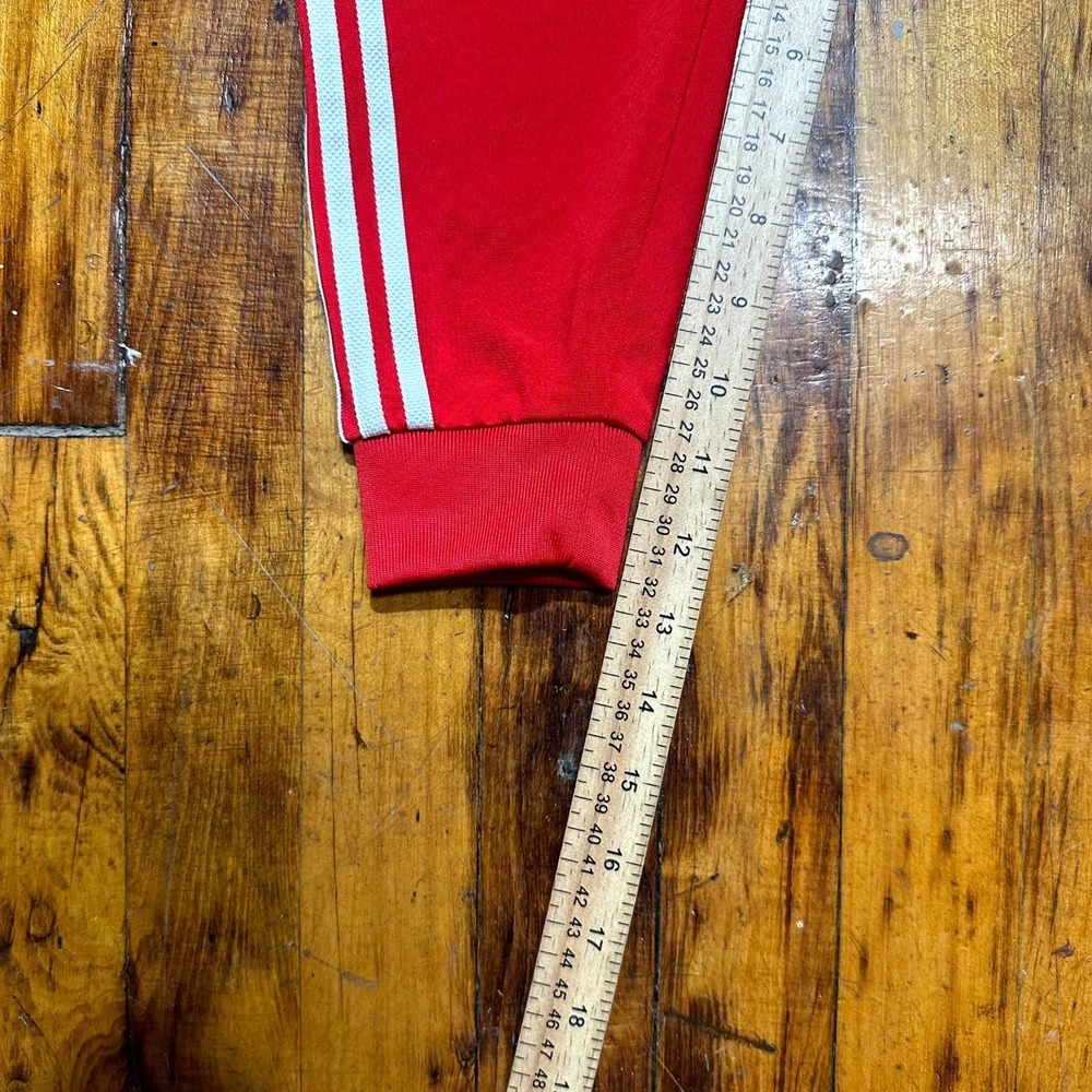 adidas SST Track‎ Pants Kids 3T Red Embroidered Trefoil Tapered Leg Drawstring - Picture 3 of 5